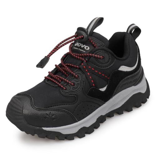 UOVO Jungen Schuhe rutschfeste Wanderschuhe Atmungsaktive Low-Top Turnschuhe Straße Trail Running Schuhe Schwarz Größe 33 von UOVO