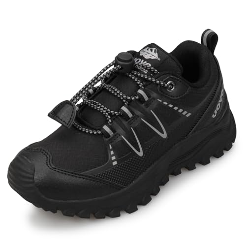 UOVO Jungen Schuhe rutschfeste Wanderschuhe Atmungsaktive Low-Top Turnschuhe Straße Trail Running Schuhe Schwarz Größe 39 von UOVO