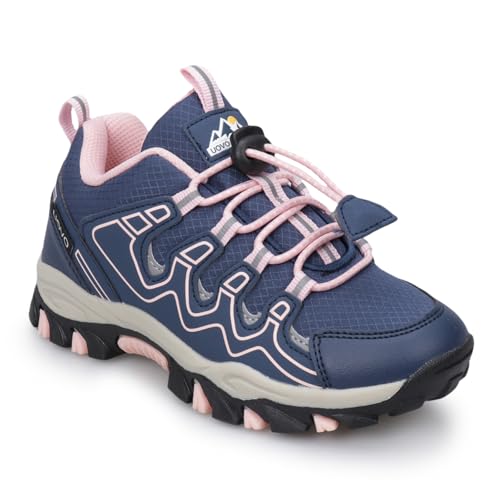 UOVO Kinder Laufschuhe für Jungen und Mädchen wasserdichte Sportschuhe für draußen, Wandern, Trekking & Joggen Blau Rosa Gr.37 von UOVO