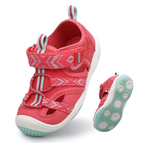 UOVO Mädchen Trekking Wandern Sandalen - Outdoor Geschlossene Zehe Sportliche Sommerschuhe Rot Gr.27 von UOVO