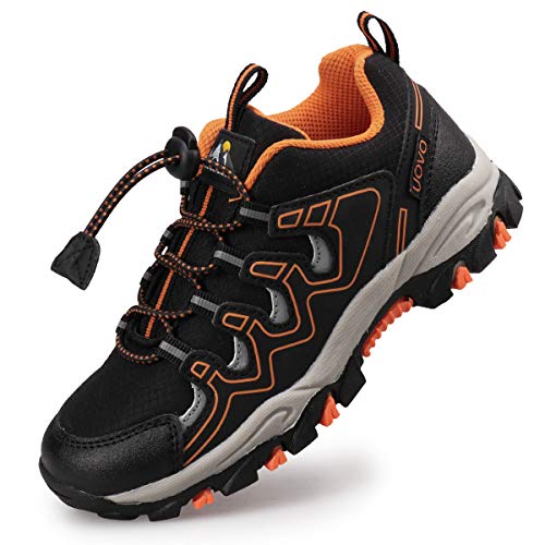 UOVO Turnschuhe Jungen Wanderschuhe Sneakers Kinder Trekking Schuhe Outdoor Sportschuhe Laufschuhe Schwarz Gr.39 von UOVO