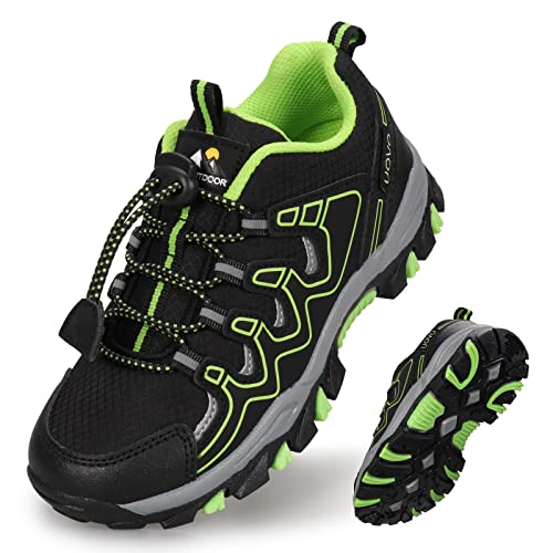UOVO Turnschuhe Jungen Wanderschuhe Sneakers Kinder Trekking Schuhe Outdoor Sportschuhe Laufschuhe Schwarz Grün Gr.40 von UOVO