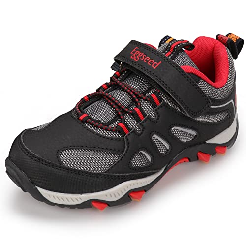 UOVO Turnschuhe Jungen Wanderschuhe Sneakers Kinder Trekking Schuhe Outdoor Sportschuhe Laufschuhe Schwarz Rot Gr.32 von UOVO