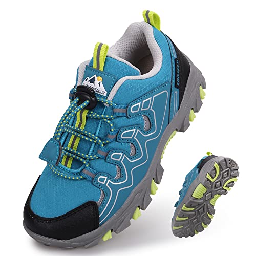 UOVO Turnschuhe Mädchen Wanderschuhe Sneakers Kinder Trekking Schuhe Outdoor Sportschuhe Laufschuhe Blau Grün Gr.33 von UOVO