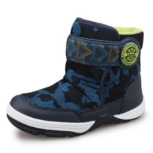 UOVO Winterstiefel Jungen Warme Gefütterte Winterschuhe Mädchen Mid Schneestiefel Weiche Outdoor Winter Wasserdicht Stiefel Unisex-Kinder Blau 28 EU von UOVO
