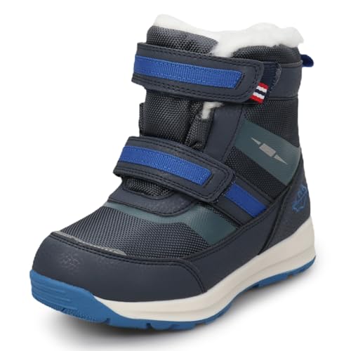 UOVO Winterstiefel Jungen Warme Gefütterte Winterschuhe Mädchen Mid Schneestiefel Weiche Outdoor Winter Wasserdicht Stiefel Unisex-Kinder Blau 39 EU von UOVO