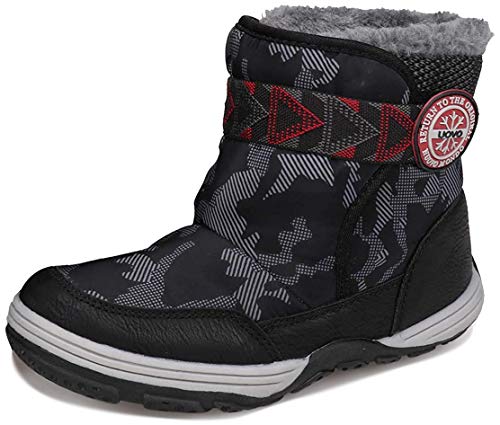 UOVO Winterstiefel Jungen Warme Gefütterte Winterschuhe Mädchen Mid Schneestiefel Weiche Outdoor Winter Wasserdicht Stiefel Unisex-Kinder Schwarz 29 EU von UOVO