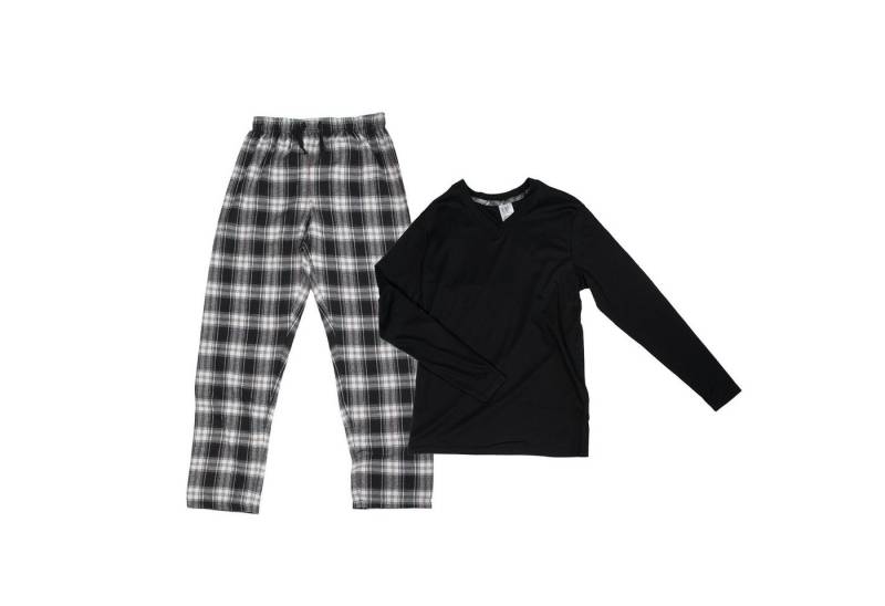UP2FASHION MEN Pyjama Herren Flanell-Pyjama aus 100% Baumwolle, 2-teiliger Schlafanzug-Set langarm, Set besteht aus Oberteil und Hose von UP2FASHION MEN