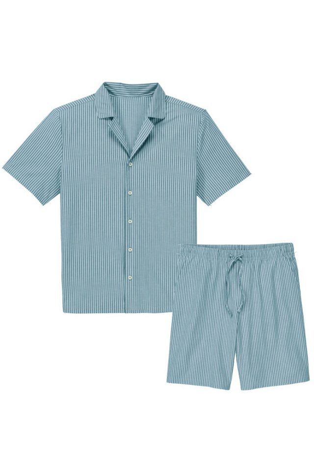 UP2FASHION MEN Pyjama Up2Fashion Herren Pyjama Schlafanzug Oberteil + Schlafhose (2-tlg, Shorty + Oberteil, 2 tlg) hoher Tragekomfort dank 100% Bomwolle von UP2FASHION MEN
