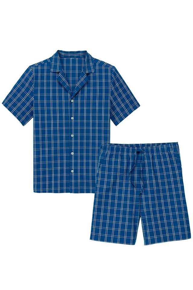 UP2FASHION MEN Pyjama Up2Fashion Herren Pyjama Schlafanzug Oberteil + Schlafhose (2-tlg, Shorty + Oberteil, 2 tlg) hoher Tragekomfort dank 100% Bomwolle von UP2FASHION MEN