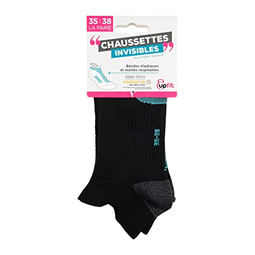UPFIT - Niedrige Socken – Größe 35 – 38 – unsichtbar & dehnbar – 1 Paar – verstärktes Netz an der Ferse, der Vorderseite der Socke – über den Fuß durch ein Gummiband geschützt, Schwarz, One size von upfit