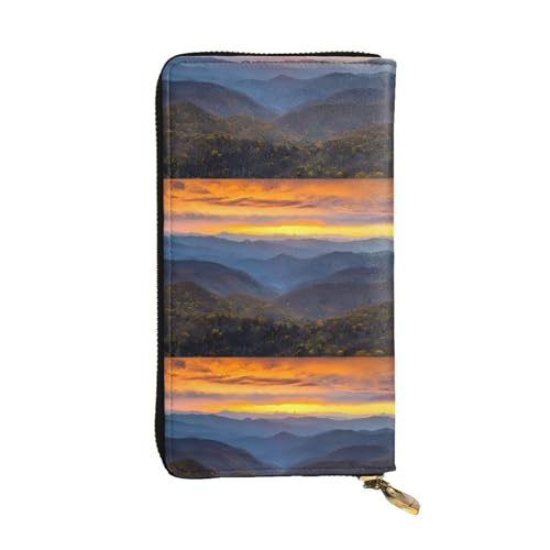 Blue Ridge Parkway Mountains Unisex-Geldbörse aus Leder mit Reißverschluss, Kosmetiktasche für Party, Reisen, Urlaub, Geschenke, Schwarz , Einheitsgröße von UPIKIT