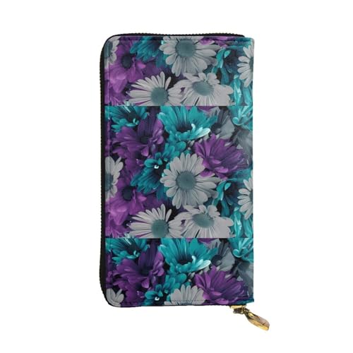 Bunte Blume, Unisex, Leder, Reißverschluss, Kosmetiktasche für Party, Reisen, Urlaub, Geschenke, Schwarz , Einheitsgröße von UPIKIT