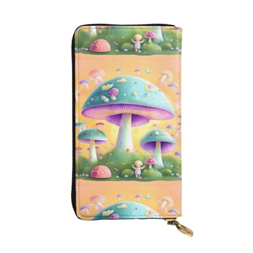 Fantasy Mushroom Unisex-Geldbörse aus Leder mit Reißverschluss, Kosmetiktasche für Party, Reisen, Urlaub, Geschenke, Schwarz , Einheitsgröße von UPIKIT