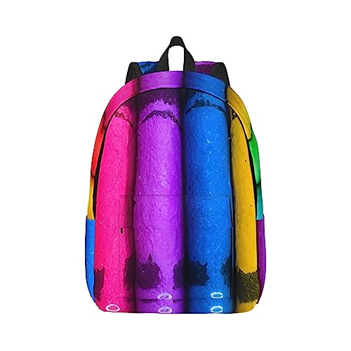 Farbige Buntstifte Canvas Große Kapazität Seesack mit verstellbaren Schultergurten für Schule Outdoor Sport, Schwarz , S von UPIKIT