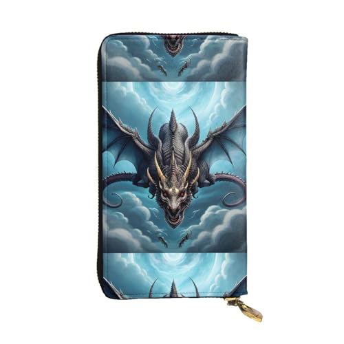 Flying Dragon Unisex-Geldbörse aus Leder mit Reißverschluss, Kosmetiktasche für Party, Reisen, Urlaub, Geschenke, Schwarz , Einheitsgröße von UPIKIT