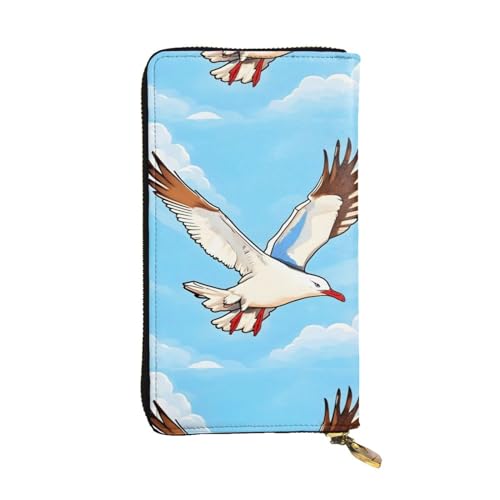 Flying Seagulls Unisex-Geldbörse aus Leder mit Reißverschluss, Kosmetiktasche für Party, Reisen, Urlaub, Geschenke, Schwarz , Einheitsgröße von UPIKIT