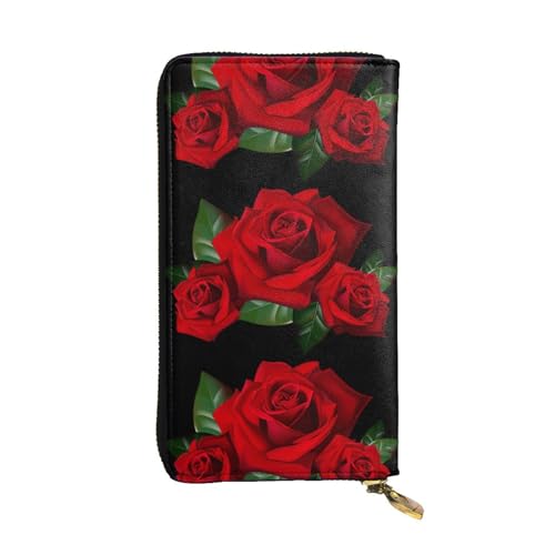 Gothic Rose Unisex Leder Reißverschluss Geldbörse Kosmetiktasche für Party Reise Urlaub Geschenke, Schwarz , Einheitsgröße von UPIKIT