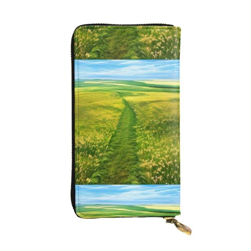 Grassland Paths Unisex-Geldbörse aus Leder mit Reißverschluss, Kosmetiktasche für Party, Reisen, Urlaub, Geschenke, Schwarz , Einheitsgröße von UPIKIT