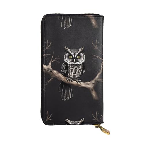 Late Night Owl Unisex Leder Reißverschluss Geldbörse Kosmetiktasche für Party Reise Urlaub Geschenke, Schwarz , Einheitsgröße von UPIKIT