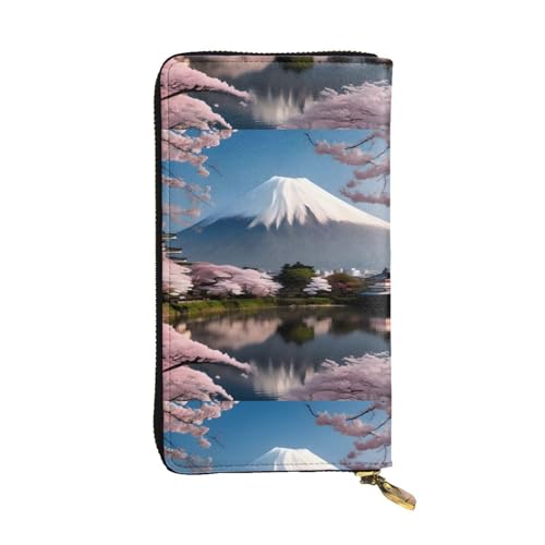 Mt. Fuji im Frühjahr, Unisex-Geldbörse aus Leder, mit Reißverschluss, Kosmetiktasche für Party, Reisen, Urlaub, Geschenke, Schwarz , Einheitsgröße von UPIKIT