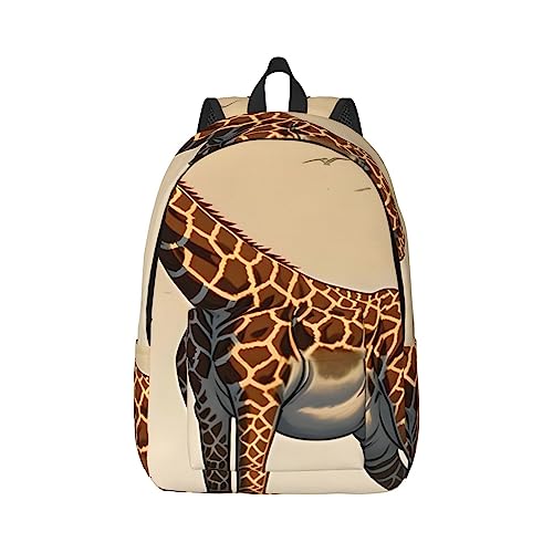 Mutter und Kind Giraffe Leinwand große Kapazität Seesack mit verstellbaren Schultergurten für Schule Outdoor Sport, Schwarz , M von UPIKIT