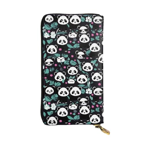 Panda-Geldbörse mit niedlichem Gesicht, Unisex, Leder, Reißverschluss, Kosmetiktasche für Party, Reisen, Urlaub, Geschenke, Schwarz , Einheitsgröße von UPIKIT