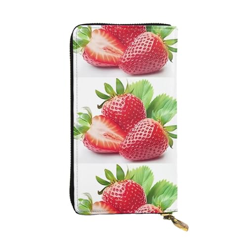 Strawberry (1) Unisex-Geldbörse aus Leder mit Reißverschluss, Kosmetiktasche für Party, Reisen, Urlaub, Geschenke, Schwarz , Einheitsgröße von UPIKIT