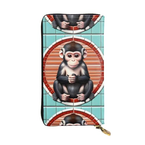 The Silent Monkey Unisex-Geldbörse aus Leder mit Reißverschluss, Kosmetiktasche für Party, Reisen, Urlaub, Geschenke, Schwarz , Einheitsgröße von UPIKIT