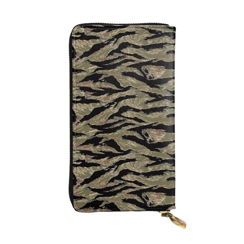 Tiger Stripe Camo Unisex Leder Reißverschluss Geldbörse Kosmetiktasche für Party Reise Urlaub Geschenke, Schwarz , Einheitsgröße von UPIKIT