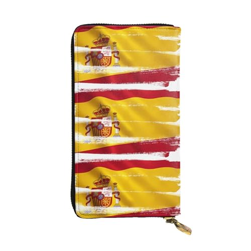 Unisex-Geldbörse mit Spanien-Flagge, Leder, Reißverschluss, Kosmetiktasche für Party, Reisen, Urlaub, Geschenke, Schwarz , Einheitsgröße von UPIKIT