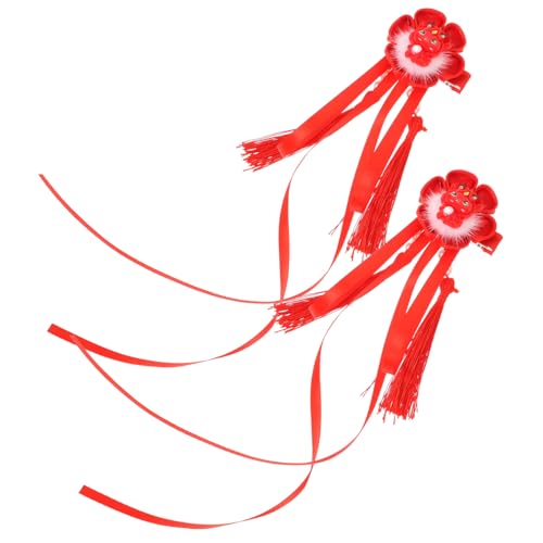 UPKOCH 1 Paar Jahr Des Drachen Quaste Haarnadel Haarspangen Haarnadel Haarspange Quastenklammern Für Haare Neujahr Haarnadeln Haarschmuck Stoff China Damen Rot Im Chinesischen Stil von UPKOCH