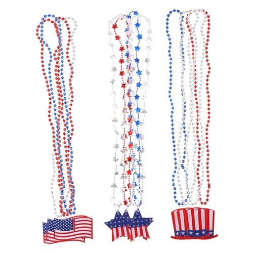 UPKOCH 1 Satz 12 Stück Tag der Unabhängigkeit Halskette Unabhängigkeitstag-Perlenkette Halskette mit amerikanischer Flagge Stern-Halskette Halsketten Flagge Halskette von UPKOCH