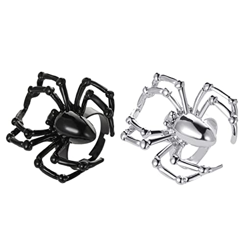 UPKOCH 1 Set 2 Stück Simulations Requisiten Spinnenring Gefälschter Streich Halloween Gothic Ring Blinkende Frauen Halloween Ringe Halloween Zubehör Frauen Spinnen Simulierte Spinnenring von UPKOCH