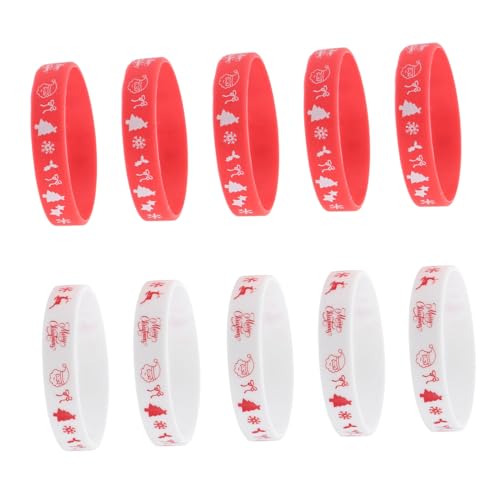 UPKOCH 10 Stück Teiliges Set Weihnachts Silikonarmbänder Rot und Weiß Flexible Hautfreundliche Party Wristbands Langlebig und Dekorativ für Festliche Feiern und Kindergeburtstag von UPKOCH