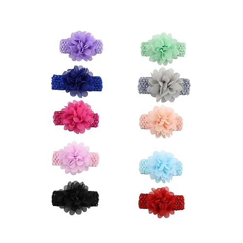 UPKOCH 10er-pack Kinder-stirnbänder Chiffon-blumen-kopftuch Weiche Dehnbare Haarbänder Bequem Und Verstellbar Baby-mädchen-jungen-set von UPKOCH