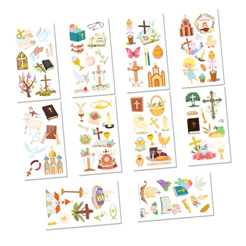 UPKOCH 10blätter Ostern Tattoos Aufkleber Temporäre Selbstklebende Dekorationen Für Kinderpartys Festivals Und Familienfeiern Fröhliche - Für Kreative Aktivitäten von UPKOCH