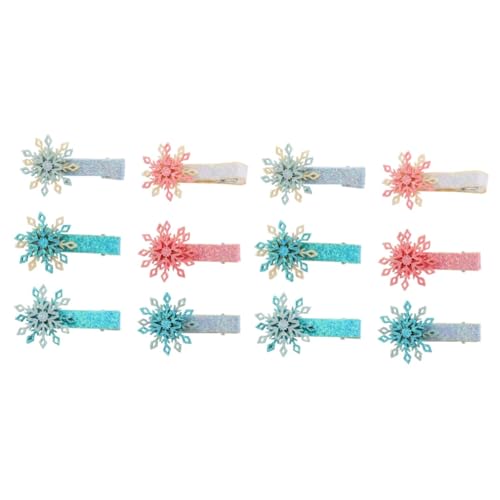 UPKOCH 12 Stk Schneeflocke Haarnadel Kindergeburtstag Haarspange Winter Haarspange Urlaubsparty Gefallen Urlaub Haarspange Weihnachtshaar Clips Kleinkind Stoff Kopfbedeckung Prinzessin von UPKOCH