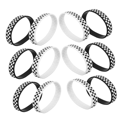 UPKOCH 12 Stück Teiliges Karierte Silikon Armbänder Stylisches Racing Design Verstellbare Party Wristbands für Motorsport Fans Konzert und Sportevents Modernes Accessoire von UPKOCH