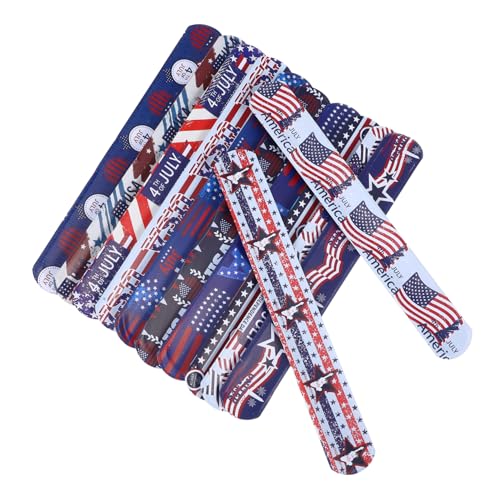 UPKOCH 12st Sexkreis Zum Unabhängigkeitstag Patriotische Armbänder Zum Unabhängigkeitstag Slap-bands Zum Gedenktag Schnapparmbänder Zum 4. Juli Kleine Geschenke Flagge Kind Pvc Spielzeug von UPKOCH