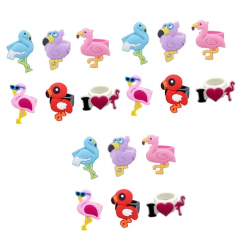 UPKOCH 18 Stk Mädchen Ringe Kinder Schmuck Ringe Flamingo-Kinderring Tierförmige Kinder Ringe Silikon Kinder Ringe Silikonringe bunte Ringe Europäisch und amerikanisch kleines Geschenk von UPKOCH