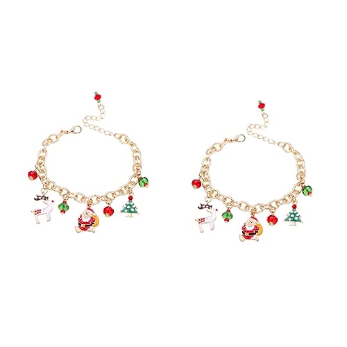 UPKOCH 2 Stück Bettelarmband Damen Weihnachtsbaum Charm Armband aus Legierung mit Glocke und Hutmuster Leichtes Mädchen Party Schmuck für Frauen und Töchter von UPKOCH