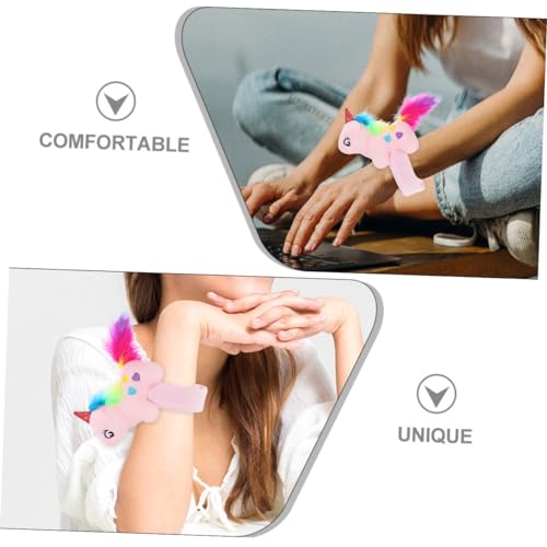 UPKOCH 2 Stück Einhorn Schnapparmband Slap Armband Kuscheliges Plüsch Tierarmband Verstellbar Party Wristband von UPKOCH