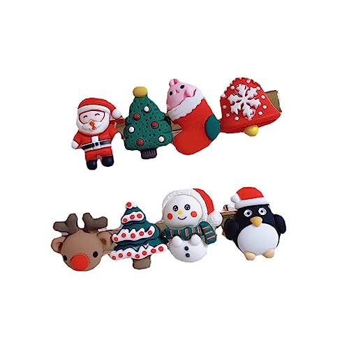UPKOCH 2 Stück Haarspangen Weihnachtsmann und Rentier Cartoon Haarclip Leicht Hochwertiges Harz Niedlicher Haarschmuck für Weihnachten Geeignet für Mädchen von UPKOCH