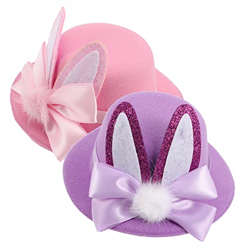 UPKOCH 2 Stück Kreative Hasenohren Haarspangen für Mädchen Leichte Hut Haarschmuck Niedliche Cartoon Haarnadeln für Osterparty und Kindergeburtstag Farblich Sortiert Dunkelviolett und von UPKOCH
