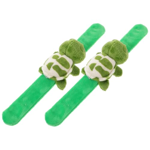UPKOCH 2 Stück Plüsch Schildkröten Slap Armband Weiches Stofftier Niedliches Party Accessoire Hautfreundlich Leicht Tragbar Dekoratives Kuscheltier Handgelenksband von UPKOCH
