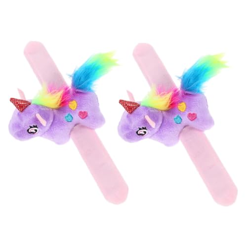 UPKOCH 2 Stück Plüsch Schnapparmband Einhorn Kuscheliges Stabiles Umarmungsarmband Slap Bracelet Partydeko Weiches Stofftier Armband von UPKOCH