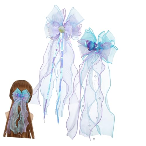 UPKOCH 2 Stück Teiliges Meerjungfrau Haarspangen für Frauen und Mädchen Leichte Komfortable Haarklammern mit Schleifen und Muscheldesign Halt für Alltag und Party von UPKOCH