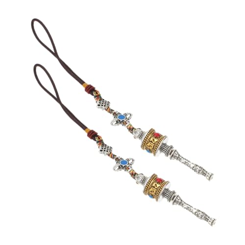 UPKOCH 2 Stück Tibetischer Buddhismus Gebetsrad Anhänger mit Elefantenmotiv Spiritueller Feng Shui Amulett Schlüsselanhänger Vajra Design als Auto Taschenanhänger für Männer und Frauen von UPKOCH