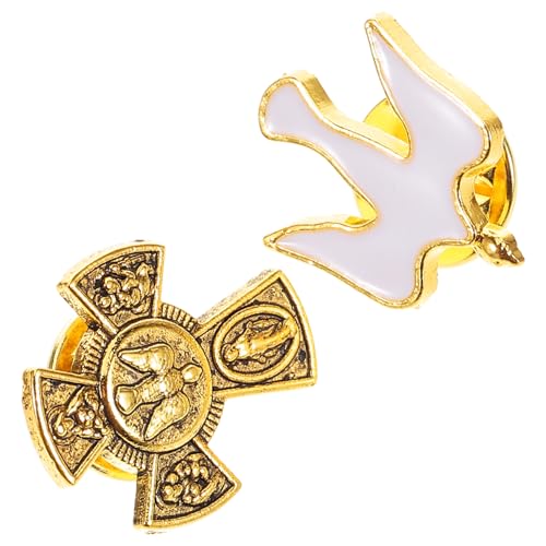 UPKOCH 2 Stück Weiße Taube Kreuz Broschen Robuste Legierung Anstecknadeln Religiöses Symbol für Damen Spiritueller Schutz und Segen Schmuck für Jacken Schals Festliche Anlässe von UPKOCH